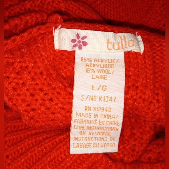 Redish orange Belted Sweater Dress Size L - Picture 10 of 11